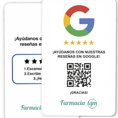 Tarjetas Farmacia reseña Google