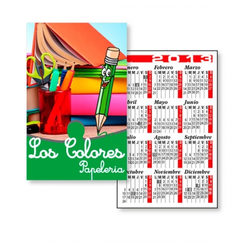 Tarjeta promocional calendario 8,33 x 5,3 cm.