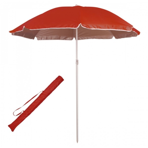 Sombrillas de playa rojas